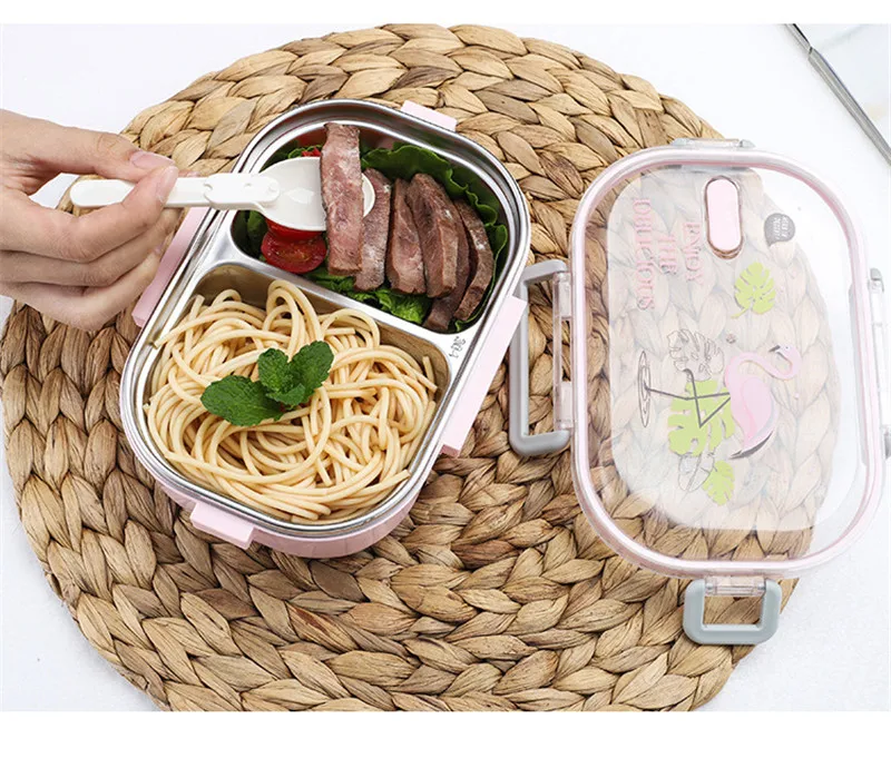 650 мл 304 нержавеющая сталь японский Ланч-бокс с отсеком Bento box для детей школы пикника кухня Герметичный пищевой контейнер