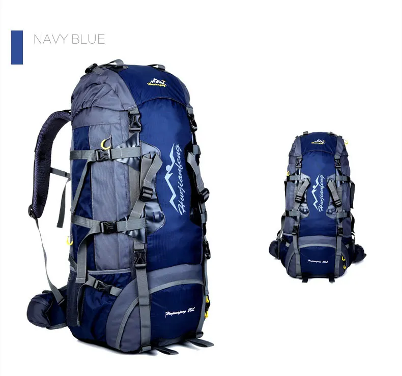 80L Outdoor Hiking Backpack Camping Waterproof Treking Sports Bags Rain Cover Mountaineering Bag Metal Frame Climbing Rucksack