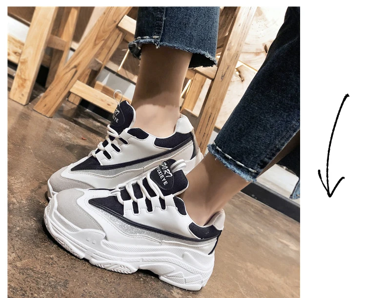 Size35-43; Новинка года; сезон весна; женская обувь; повседневная обувь; женские кроссовки на платформе и каблуке для отдыха; цвет черный, белый