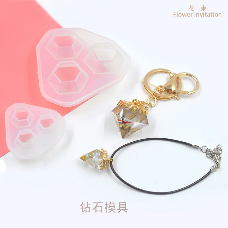 

Flower Invitation handmade Diamond Mould DIY Pendant Keychain Tire Hair Mould Crystal Epoxy Cut Necklace Bottom Support