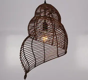 

Southeast Asia Creative Bamboo Pendant Lamp Sea Snail Shape E27 Wicker Lamp Shades LED Lights for Study Parlor Fixtures MING