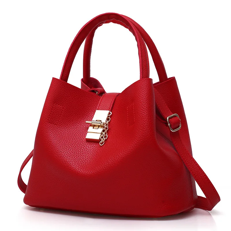 Женские сумки через плечо, из искусственной кожи, мягкие сумки, модные женские сумки, большая Вместительная женская сумка на плечо - Цвет: Красный
