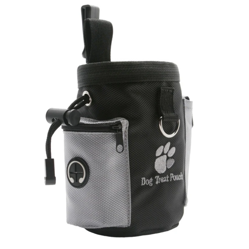 1pc Black Puppy Pet Dog Treat Pouch Waterproof Training Walking Food Snacks Bait Waist Bag 12.5x12.5x8cm