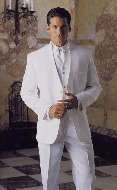 

Custom Made New Style Groom Tuxedo Groomsmen White Wedding/Dinner/Evening Suits Best Man Bridegroom (Jacket+Pants+Tie+Vest) B85