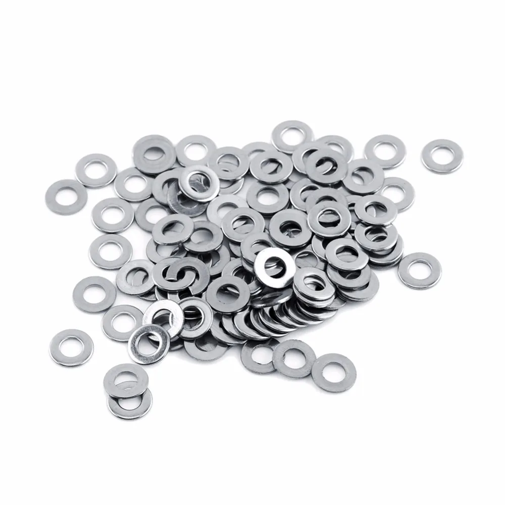 

100pcs 304 Stainless Steel Metric Flat Washers Screw Repair Hardware Tool Kit M3/M4/M5/M6/M8/M10