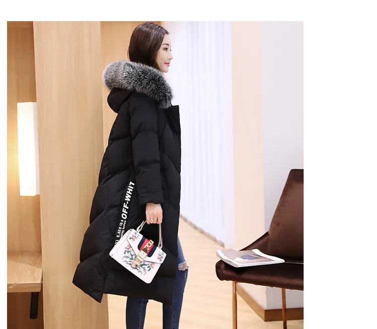 Jacket Womens Winter Long Cotton Padded Jacket Elegant Fur Collar Hooded Coats For Female 2018 New Plus Size Loose Overcoats LZ960 (8)