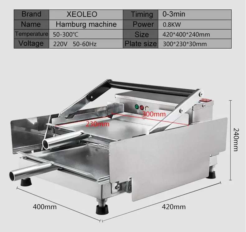 XEOLEO машина для выпечки бургеров машина для гамбургеров печь для приготовления гамбургеров с антипригарным коммерческим бургером из нержавеющей стали 800 Вт