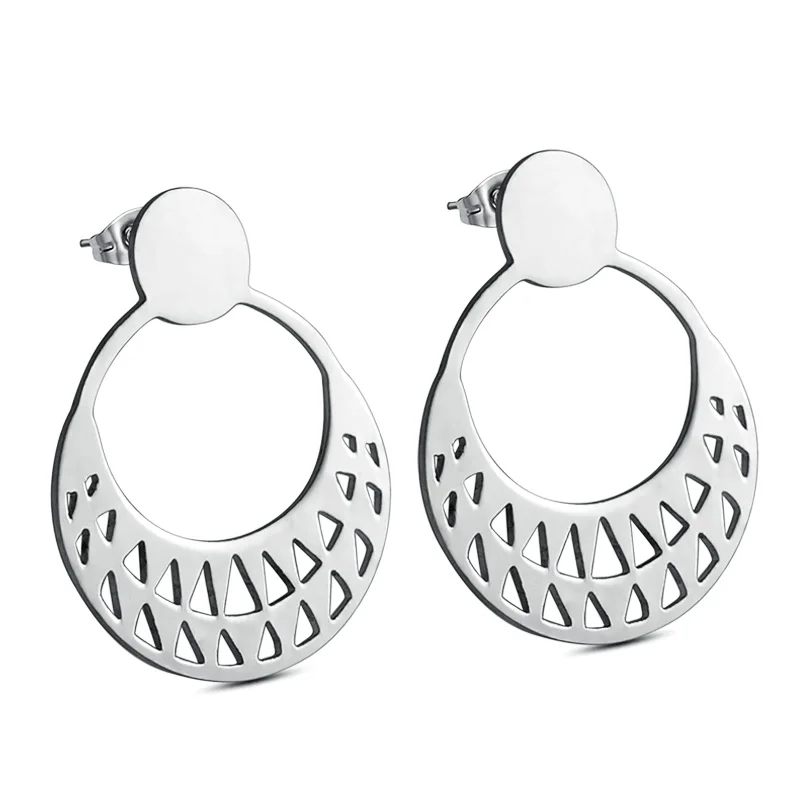 

New Fashion Stainless Steel Women Earrings 2019 Gold/silver Color Big Stud Earrings For Women Round Wedding Jewelry Gift