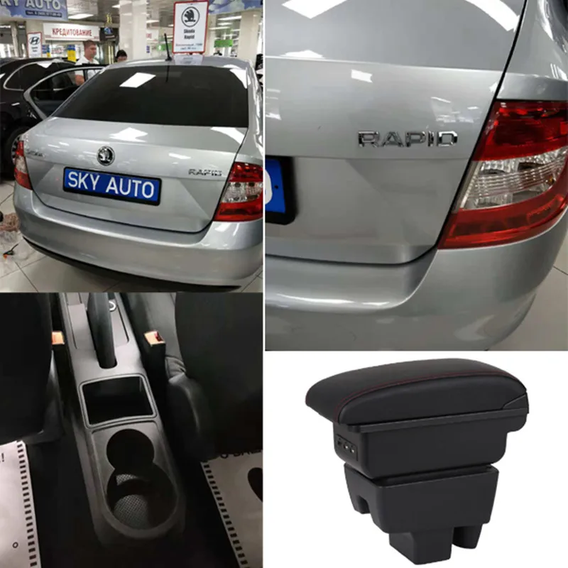 For Skoda Rapid Armrest Box Skoda Rapid 1 Universal Car Central Armrest Storage Box modification accessories