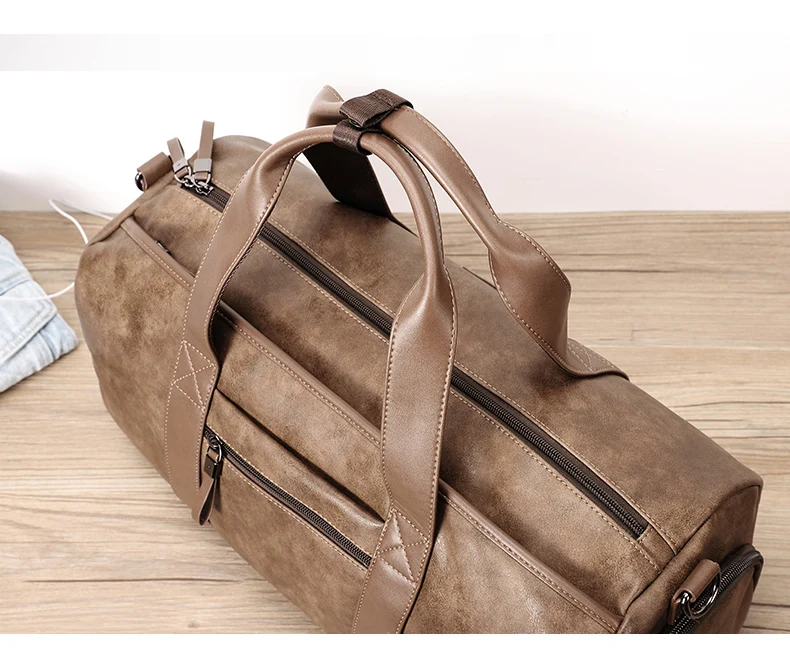 DIDE большая Вместительная дорожная сумка, Мужская винтажная сумка-мессенджер, кожаная водонепроницаемая сумка через плечо для мужчин, для сумок и обуви, дизайн с карманами