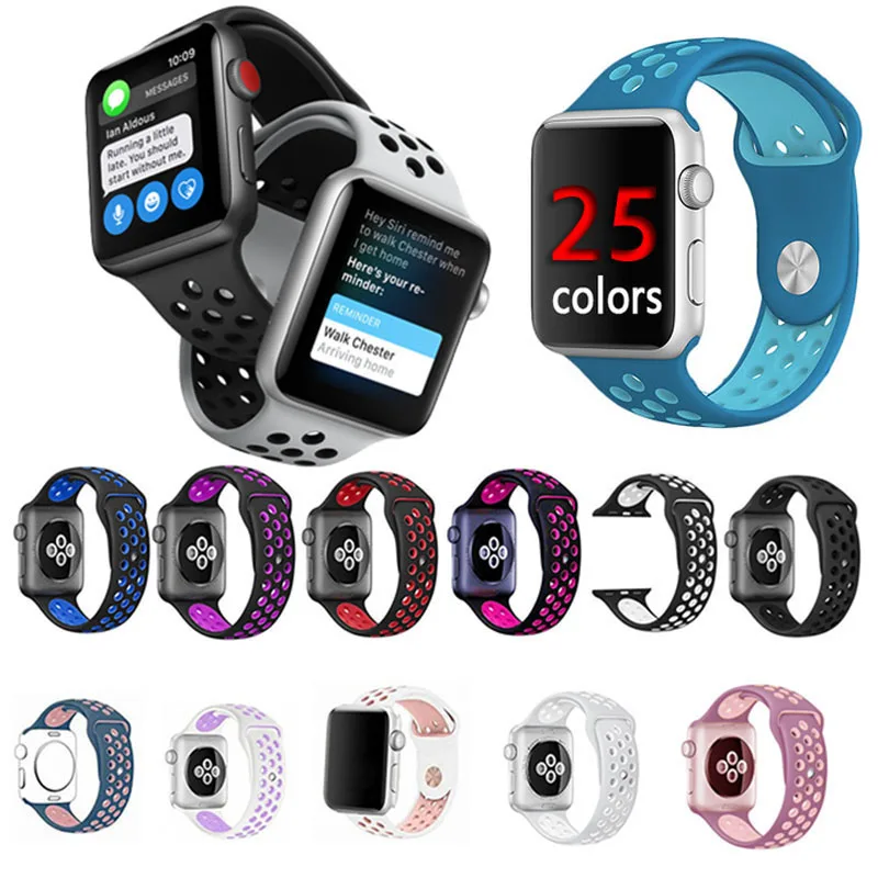 Брендовый резиновый ремень для apple watch, легкий светильник, гибкий дышащий силиконовый ремешок для iWatch, спортивный ремешок, официальный цвет