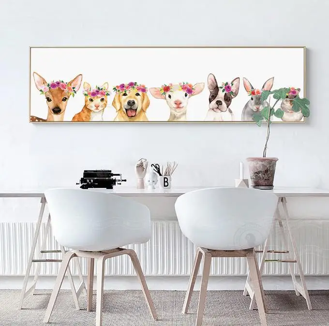

Deer Cat God Rabbit Rat Sheep Wear Wreath Unframed Painting Sofa Bed Background Decor Canvas Art HD Printings 1 Piece Poster