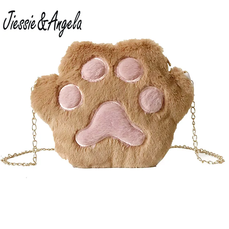 

Jiessie&Angela Fashion Faux Fur Women Messenger Bag Casual Shoulder Chain Bags Casual Wool Cross body Bag Female Handbag
