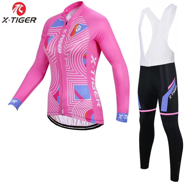 X-Tiger, Женская Весенняя профессиональная велосипедная Джерси, комплект/анти-УФ, MTB, велосипедная одежда, Ropa Ciclismo, велосипедная одежда, велосипедная одежда для женщин - Цвет: Bib Cycling Set