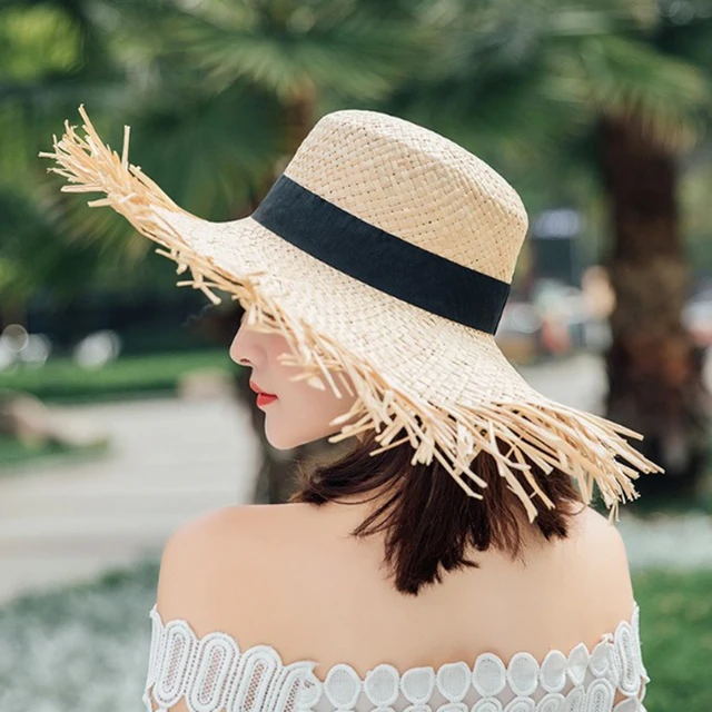 Straw Beach Hats  Straw Sun Hat - Summer Sun Hat Wide Brim Women