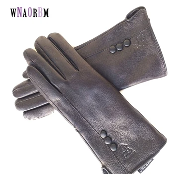 

2020 New ladies gloves leather winter warm fluff ladies soft female Buckskin gloves high quality gloves