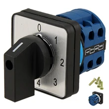THGS-8 Terminals 5 Positions Master Control Rotary Cam Switch 20A Black+Blue