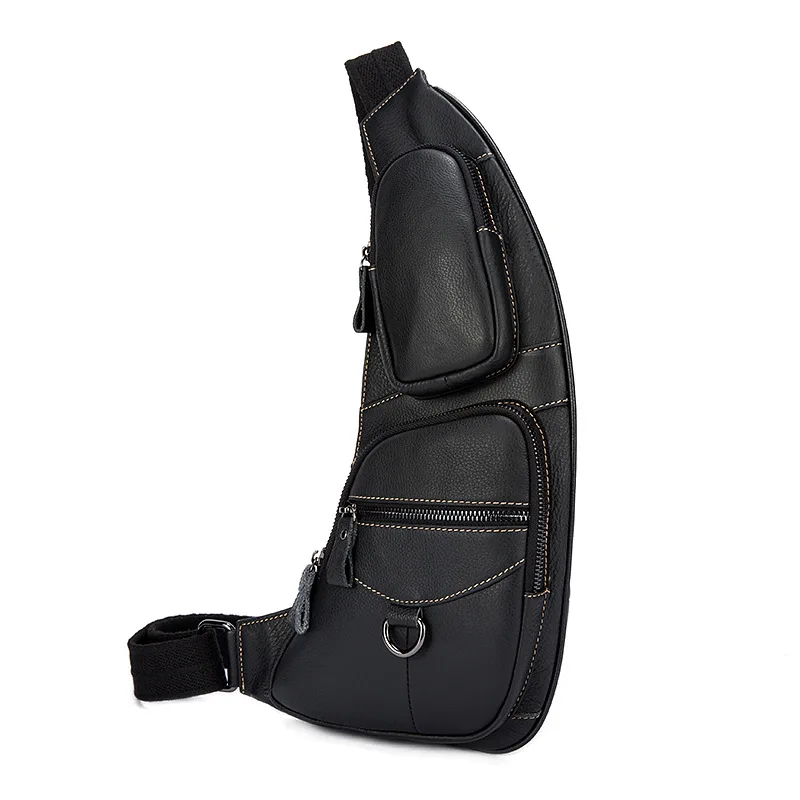 

Korean version of Genuine Leather men's bag unique personality crescent design retro light personal men's chest bags
