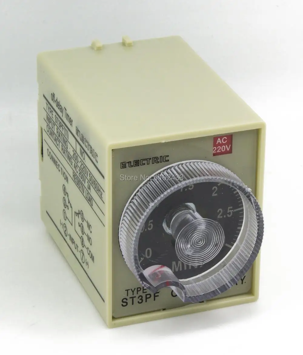 

ST3PF-T1 AC 220V 3min off-delay DPDT time relay 220VAC 3m delay timer