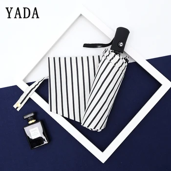 

YADA Design Stripe Pattern Folding Rain Sun Automatic Umbrella For Women UV Rainproof Protection Parasol Stripe Umbrella YD080