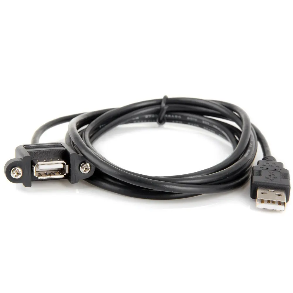 

USB 2.0 Extension Cable Male to Female Molded Panel Mount External Port Cable With Screws