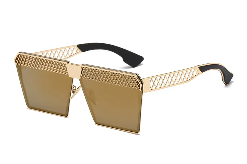 FENCHI винтажные черные металлические негабаритные солнцезащитные очки для женщин плоские зеркальные квадратные сексуальные солнцезащитные очки для вождения Zonnebril Dames - Цвет линз: C11