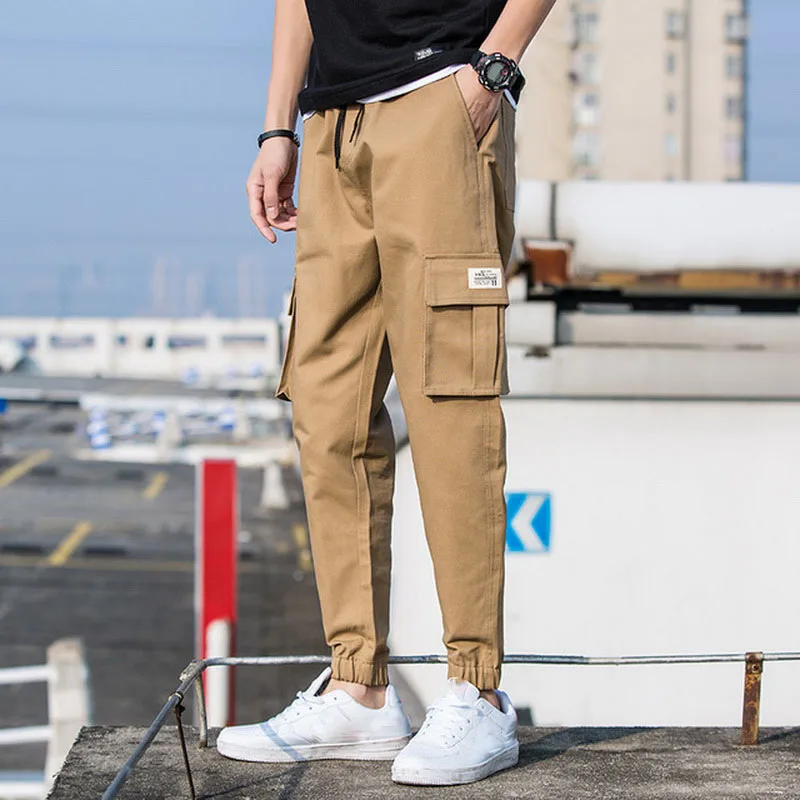 FALIZA Hip Hop Cargo Pants Mens Spring Summer Military Style Joggers Pants Men Camouflage Baggy Casual Trousers Khaki Pants PA04