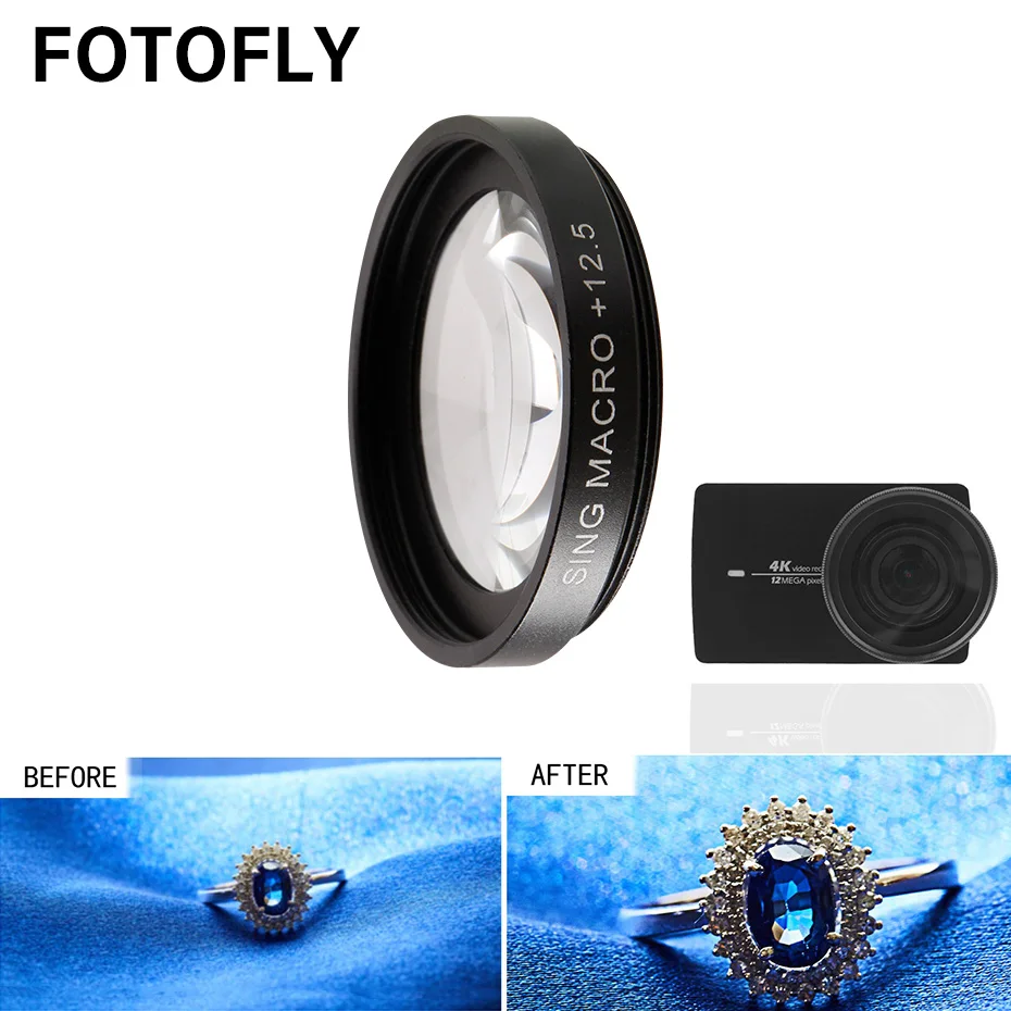 

FOTOFLY Sport Camera Filter For Yi 4K Lite 12.5X Close-up Macro Lens Filters Set For Xiao yi 4K+ Plus Action Camera Accessories