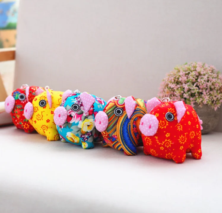 1 Pc Creative 2019 new Mascot of pig year Jubilation cute pig Plush Toys Soft Stuffed Cartoon Animal Plush toys Pendant Gift