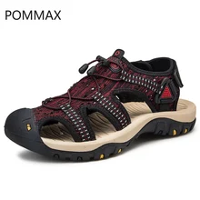 Мужские сандалии, мужские кожаные туфли на плоской подошве с закрытым носком, летние пляжные сандалии на мягкой подошве, большие размеры, мужские тапочки, мужская обувь