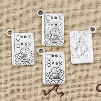 

8pcs Charms Cook Book Recipe Kitchen 17x11mm Antique Making Pendant fit,Vintage Tibetan Silver color,DIY Handmade Jewelry
