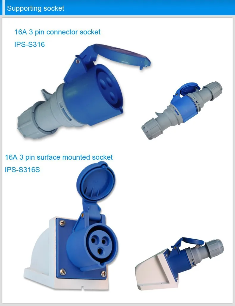 Тау промышленных разъем IPS-S316S 16A 3 контакты 2 P+ E женской IP44 наружная розетка