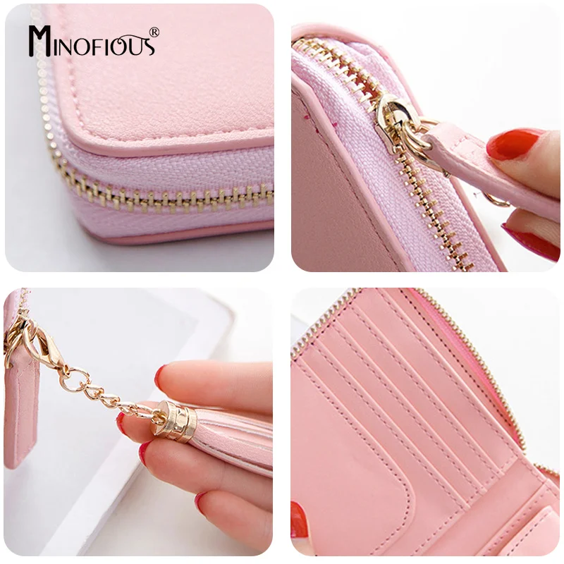 Кошелек MINOFIOUS Женский однотонный кошелек из искусственной кожи женский короткий