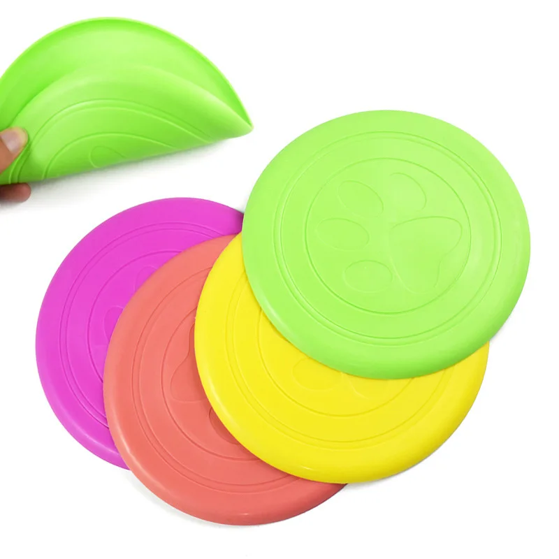 

Random color Soft Silicone Flying Flexible Disc Tooth Resistant Outdoor Large Dog Puppy Pets Training Fetch Toy BZ