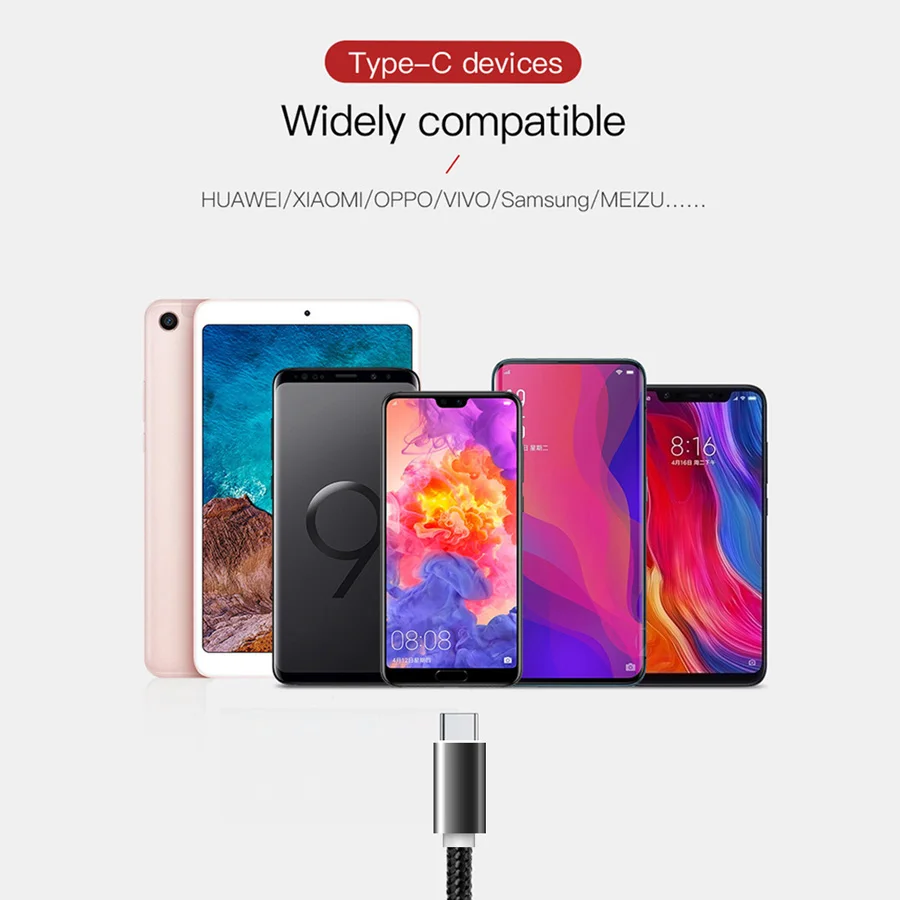 CBAOOO 3M 3A быстро Тип usb C кабель USB C кабель для samsung S10 Xiaomi Mi 9 Oneplus 6, 6 комплектов/партия, быстрая зарядка PD Зарядное устройство Тип-C кабель