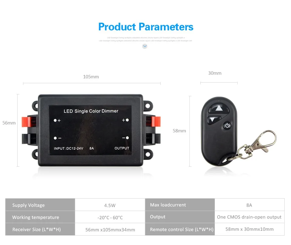 1 комплект 12В-24 В 8А светодиодный Одноцветный диммер с радиочастотным пультом дистанционного управления регулятор яркости для Светодиодный точечный светильник/Встраиваемый/ленточный светильник