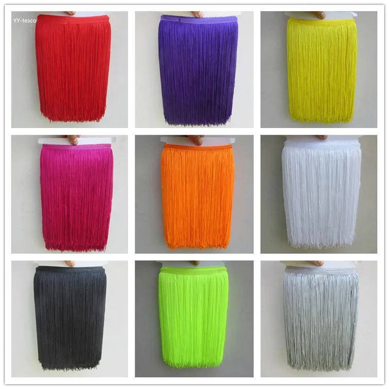 

YY-tesaco Latin Fringe Tassel Polyester Trimming Dance Dress Macrame Tassel Lace Trim 30cm Lace Ribbon Accessories