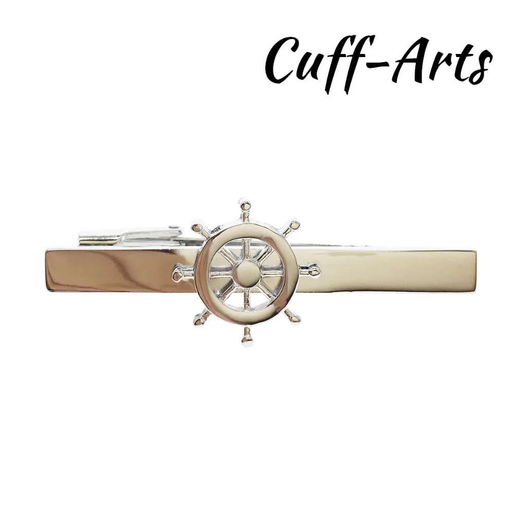 

Tie Clip For Men Fashion Ship Wheel Sailing Tie Clip Silver Color Male Business Gift for Mens Jewelry by Cuffarts T10016