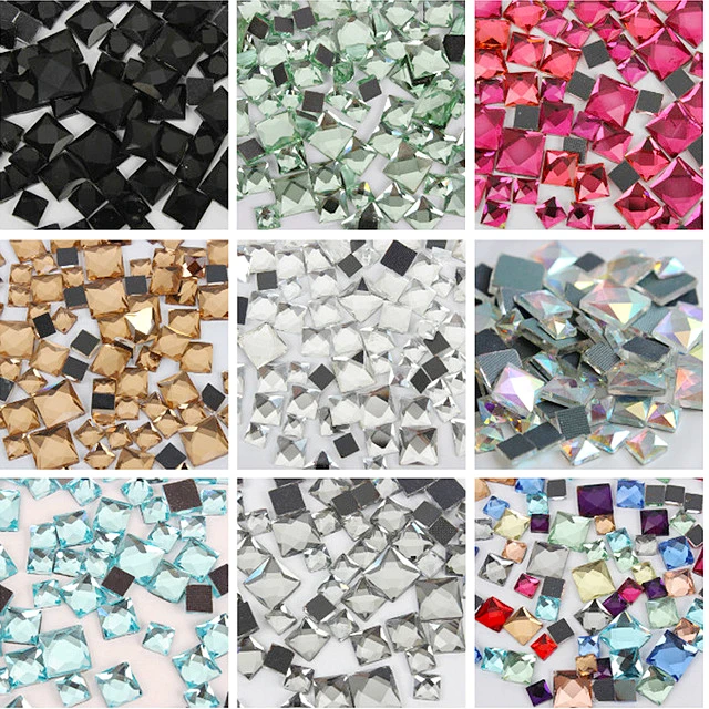 Jet black Square Stone 200pcs/lot Mix size 6/8/10MM Hotfix Rhinestones for Bags shoes Garment free shipping