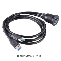 2 порта USB3.0 штекер до 2 Женский Удлинительный кабель Автомобильная приборная панель Заподлицо Двойной Usb 3,0 Мужской к женскому