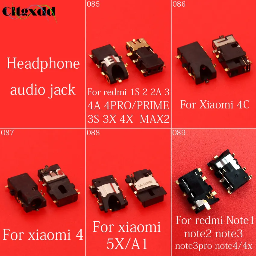 

cltgxdd 5~10PCS Headphone audio jack socket For xiaomi 4 4C 5X/A1 redmi 1S 2 2A 3 3S 3X 4A 4PRO prime MAX2 Note 1 2 3 3pro 4 4x