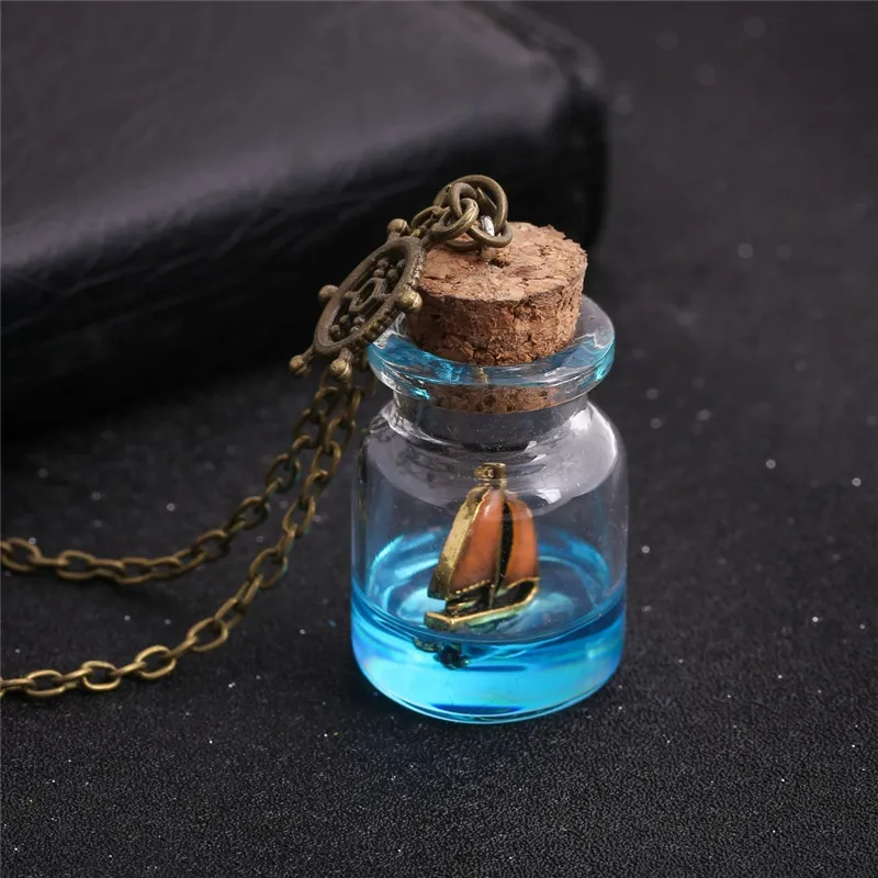 Романтическая загадочная светящаяся бутылка с морским желанием, парусная лодка, светящийся индивидуальный кулон, ожерелье в подарок
