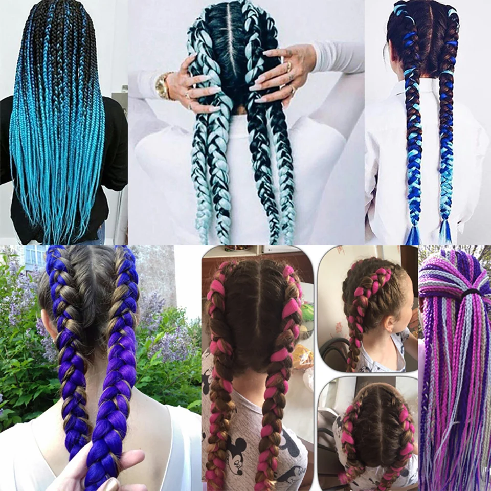 DIFEI 100g Ombre Braiding Hair Braids 1 piece 24 inch Jumbo Braids Hairstyles synthetic Hair Extensions