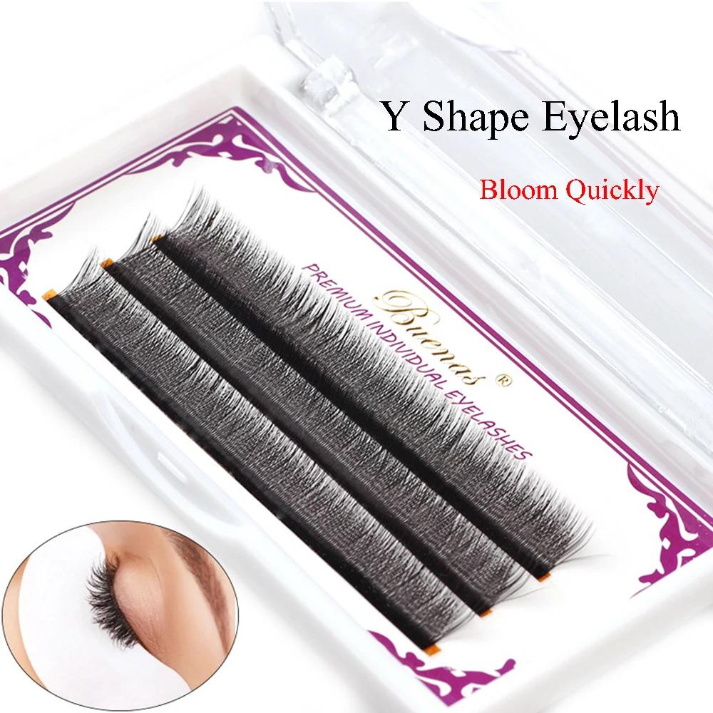 

0.05 C Curl Y Shape Individual Eyelashes Extension Quick Bloom Faux Mink Eyelash Thick Long Natural Handmade Eye Lashes Makeup