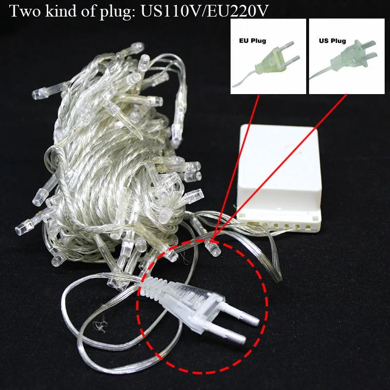 110 В/220 В светодиодные новогодние гирлянды 10 м/100 светодиодов с 8 режимами рождественские украшения для дома/праздника/вечерние/свадебные