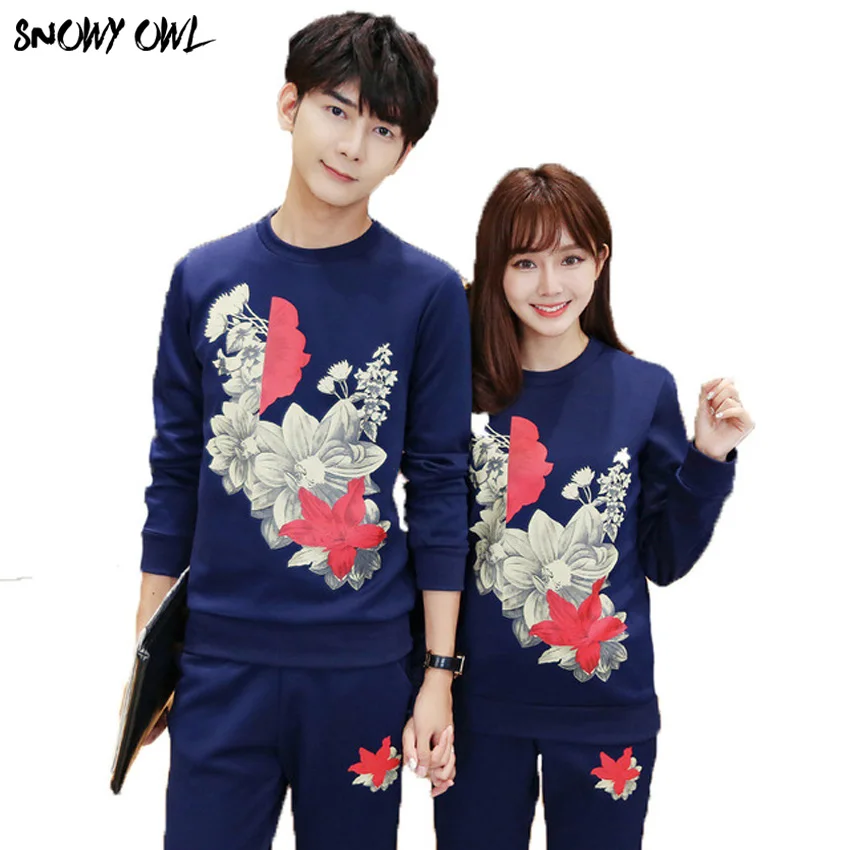 

2018 New spring and autumn unisex woman and man 2pcs sport suit stamp trousers long sleeve and pants running suits ZL75