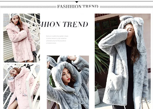 Women's Artificial Fur Coats Long Cashmere Cartoon Lovely Jacket Wool Coat For Women 2018 New Winter Clothing Big Size LZ955 (5)