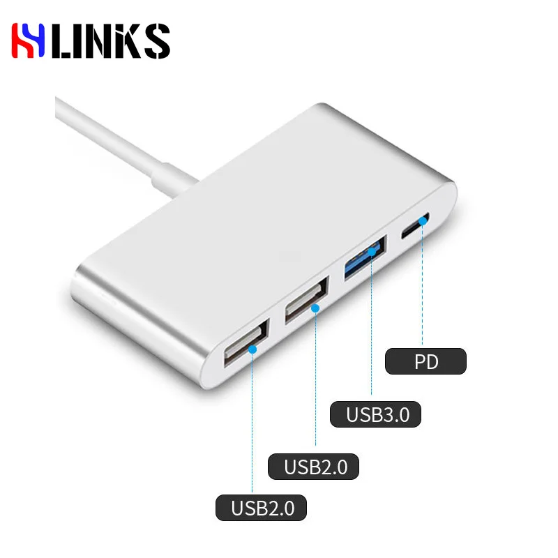 Портативный 4 Порты и разъёмы Тип usb C 3 1 Multi адаптер USB 0 концентратора Металл