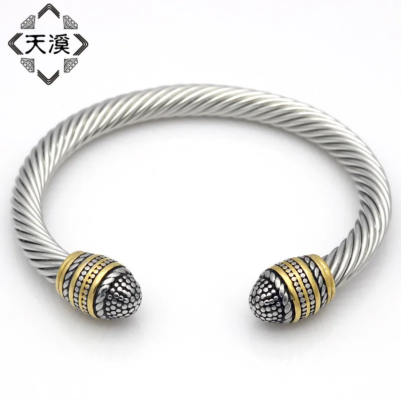 

Viking Style 316L Stainless Steel Mens Punk Cable Never Fade Wire Cable Open Cuff Bangle Bracelets for boys Men Jewelry