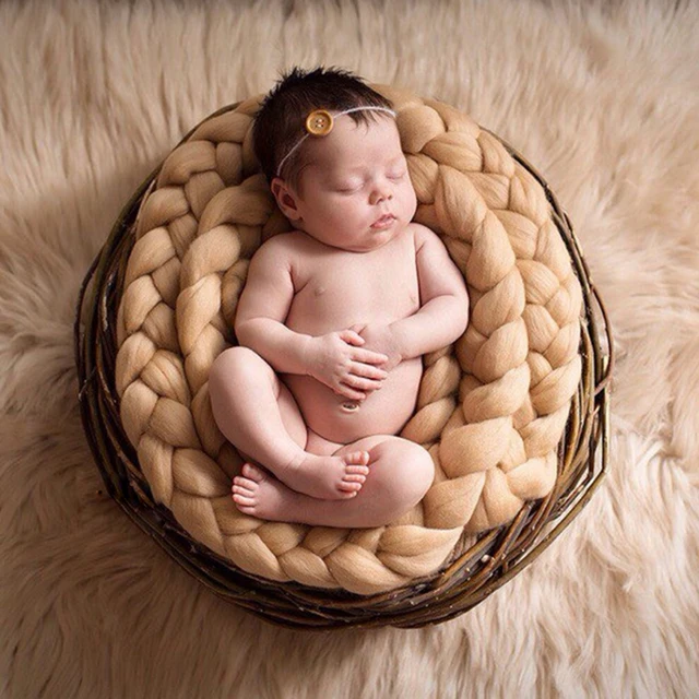Buy Baby Photography Props Mat Newborn Photography Wraps Handmade Knit Blanket